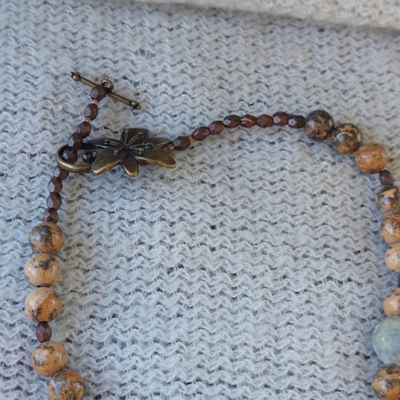 Gemstone necklace bracelet set earth tones not sure stones heavy pretty - Picture 5 of 5